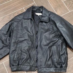 PERRY ELLIS BLACK LEATHER JACKET